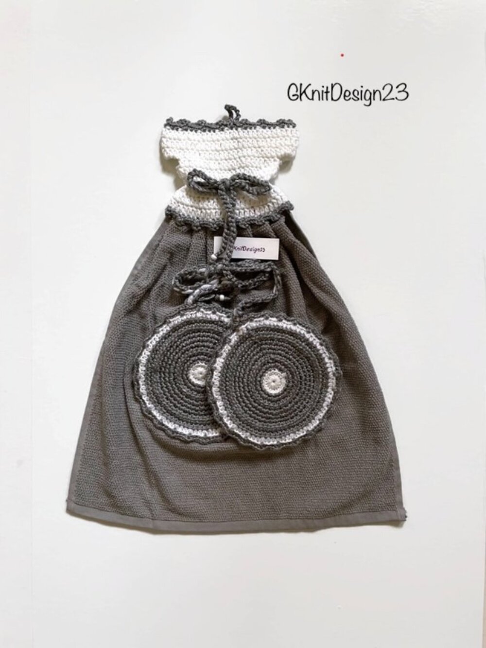 Handmade Crochet Gift Set, Crochet dress shape dish towel and pot holder